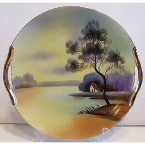 Vintage Noritake Hand Painted Double Handled Plate Tree in the Meadow